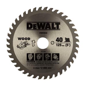 Dewalt 5 inch / 125 mm TCT Circular Saw Blade For Cutting MDF Plywood & Laminated Wood (40 Teeth), DW03540-IN