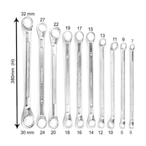 Taparia 10 Pcs, Shallow Offset Ring End Spanners Set, 18010