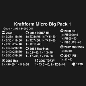 Wera 25 Pcs Kraftform Micro Big Pack 1 Screwdriver Set For Electronic Applications, 05134000001