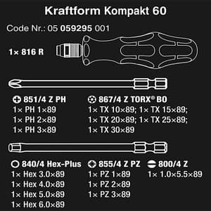Wera 17 Pcs Kraftform Kompakt 60, 05059295001