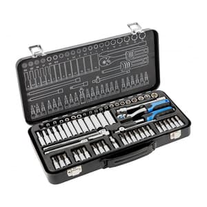 Hogert 63 Pcs 1/4 Inch Sq. Drive Socket Set, HT1R486
