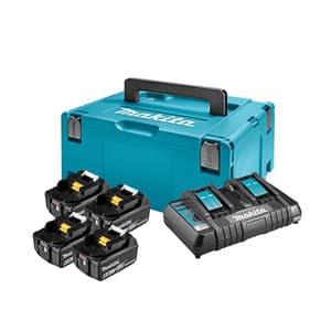 Makita MKP3PG184 Power Source Kit With 4x 6.0 AH Batteries & 1x 2Port Charger & 1x Makpac Case, 191A74-9