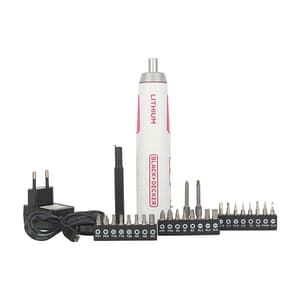 Black+Decker 4V / 6.35mm Li-ion Cordless Screwdriver With E-Clutch & Intelligent Torque System (Pack of 27 Pcs) Accessories, BD40K27P-IN