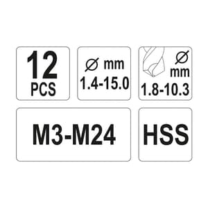 Yato 12 Pcs Screw Extractors & HSS Drill Bits Set, YT-0591