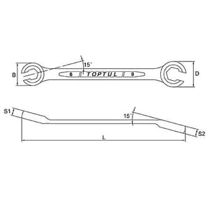 Toptul 12 x 13 mm (6 PT) Flare Nut Wrench (Satin Chrome Finished), AEEA1213
