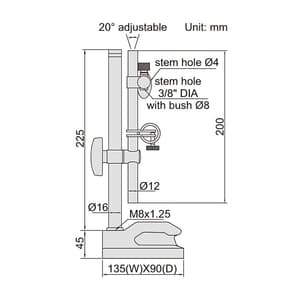 Insize Non Magnetic Dial Indicator Stand, 6226-80