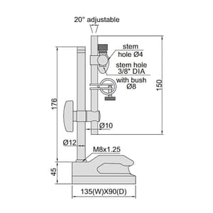 Insize Non-Magnetic Dial Indicator Stand, 6226-60