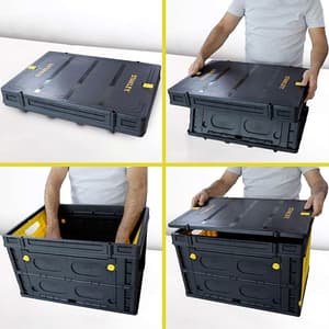 Stanley 25kg Load Capacity Folding Utility Basket with Lid, SXWT-FB533L-SP
