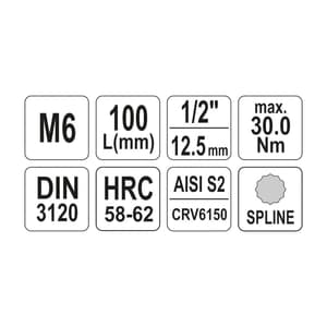 Yato M10 mm, 1/2 Square Drive Spline Bit Sockets, YT-04353