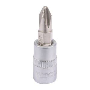 Yato PH2, 1/4 Inch Sq. Drive Phillips Bit Sockets, YT-04412