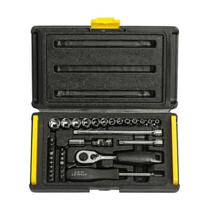 Stanley 35 Pcs 1/4 Inch Sq. Drive 6 PT Socket and Bit Mechanic Tool Kit, 1-89-033