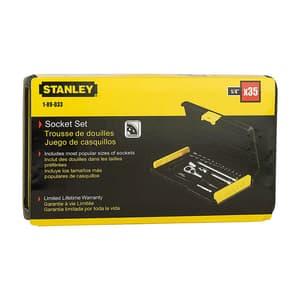 Stanley 35 Pcs 1/4 Inch Sq. Drive 6 PT Socket and Bit Mechanic Tool Kit, 1-89-033