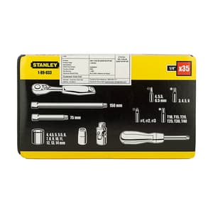 Stanley 35 Pcs 1/4 Inch Sq. Drive 6 PT Socket and Bit Mechanic Tool Kit, 1-89-033