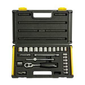 Stanley 24 Pcs 3/8 Inch Sq. Drive 6 Pt Metric Socket Set, 1-89-035