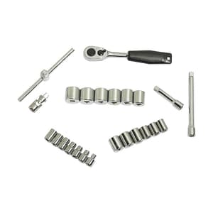 Stanley 24 Pcs 3/8 Inch Sq. Drive 6 Pt Metric Socket Set, 1-89-035