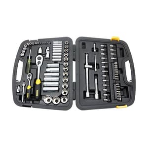 Stanley 86 Pcs 1/4 Inch & 1/2 Inch Sq. Drive 6 PT Metric Socket Set, 94-190