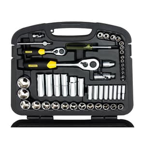 Stanley 86 Pcs 1/4 Inch & 1/2 Inch Sq. Drive 6 PT Metric Socket Set, 94-190