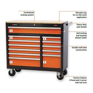 Groz 42 Inch / 12 Drawer Portable Workstation, MTB/12/WD