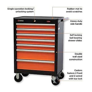 Groz 27 Inch / 7 Drawer Portable Workstation, MTB/7
