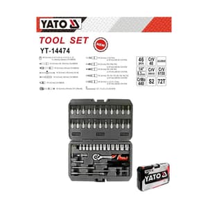 Yato 46 Pcs 1/4 Inch Sq. Drive Socket Set, YT-14474
