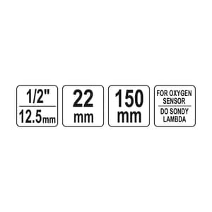 Yato 22 mm / 1/2 Inch Sq. Drive Oxygen Sensor Extra-Long Socket, YT-17513