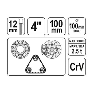 Yato 100 mm / 3 Arms Jaw Puller, YT-2520