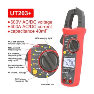 UNI-T 4000 Count / 400A AC/DC TRMS Digital Clamp Meter, UT203+