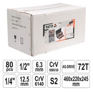 Yato 81 Pcs 1/2 Inch Sq. Drive Tool Set, YT-38951
