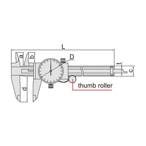 Insize 200 mm / 8 inch Shockproof Dial Caliper with Thumb Roller, 1311-200A