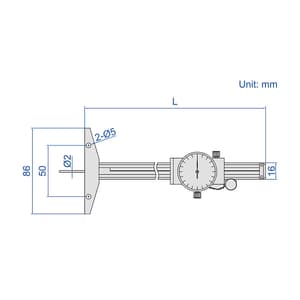 Insize 0 - 200 mm Dial Depth Gauge with Round Bar, 1341-200
