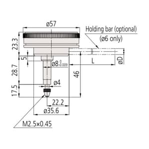Mitutoyo 0 - 1 mm Back Plunger Type Dial Indicator, 2960A