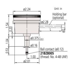 Mitutoyo 0 - 0.008 inch Back Plunger Type Dial Indicator, 2991A-10