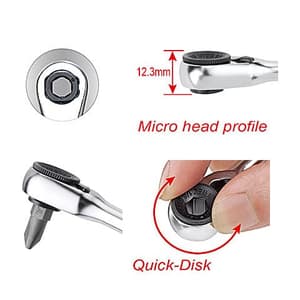 Toptul 1/4 Inch Sq. Drive Mini Reversible Bit Ratchet Handle, CHDV0801