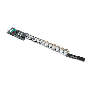 Toptul 13 Pcs 3/8 Inch Sq. Drive 12PT Socket Rail Set - SAE, GBAQ1301