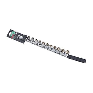 Toptul 11 Pcs 1/2 Inch Sq. Drive 6PT Socket Rail Set - Metric, GAAQ1104
