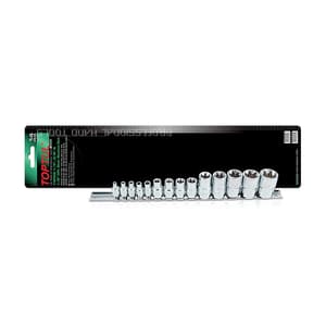 Toptul 14 PCS 1/4, 3/8 & 1/2 Inch Sq. Drive Star Socket Rail Set, GAAR1402
