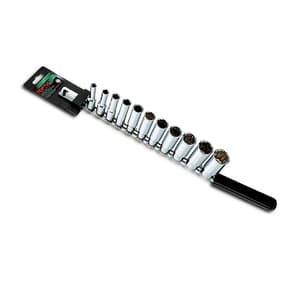 Toptul 11 PCS 3/8 Inch Sq. Drive 12PT Deep Socket Rail Set- SAE, GBAQ1101