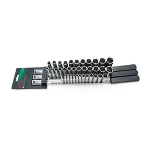 Toptul 37 PCS 1/4, 1/2 & 3/8 Inch Sq. Drive 6PT Deep Socket Rail Set, GAAQ3703