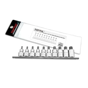 Toptul 10 PCS 1/2 Inch Sq. Drive Ribe Bit Socket Rail Set, GAAG1002