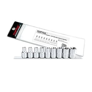 Toptul 9 PCS 1/2 Inch Sq. Drive Star Socket Rail Set, GAAG0901