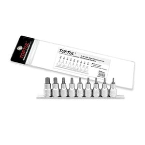 Toptul 9 PCS 1/2 Inch Sq. Drive Star Tamperproof Bit Socket Rail Set, GAAG0904