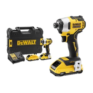 Dewalt 18V Li-ion Sub-Compact Series Cordless 1/4" Impact Driver with Brushless Motor-2x3Ah Batteries Included, DCF809L2T-QW