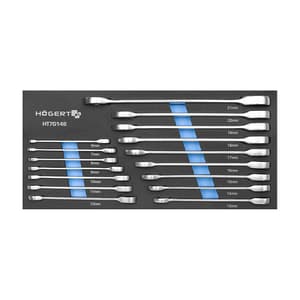 Hogert 16 Pcs, 6 mm - 21 mm Combination Ratchet Spanners Set, HT7G146