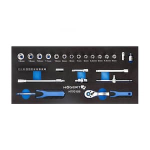 Hogert 34 Pcs 1/4 Sq. Drive Sockets Set With Ratchet Handle, HT7G126