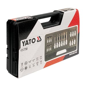 Yato 18 Pcs 1/2 & 1/4 Inch Sq. Drive Socket Bit Set, YT-7750