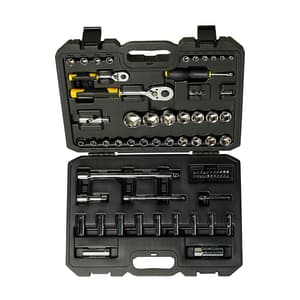 Stanley 72 Pcs 1/4 & 1/2 Inch Sq. Drive Chrome Socket Set, STMT82831-1-12