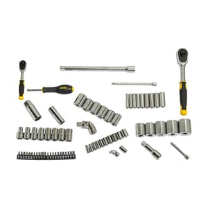 Stanley 72 Pcs 1/4 & 1/2 Inch Sq. Drive Chrome Socket Set, STMT82831-1-12