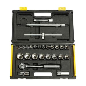 Stanley 25 Pcs 1/2 Inch Sq. Drive 12 PT Socket Set, 86-478