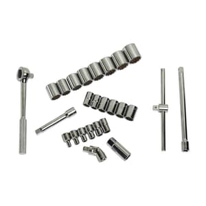 Stanley 25 Pcs 1/2 Inch Sq. Drive 12 PT Socket Set, 86-478
