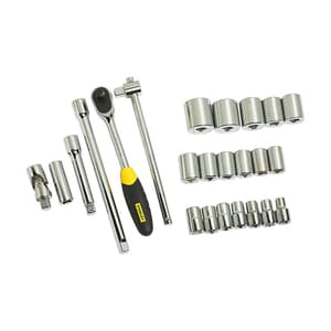 Stanley 24 Pcs 1/2 Inch Sq. Drive 6 PT Socket Set, STMT72795-8